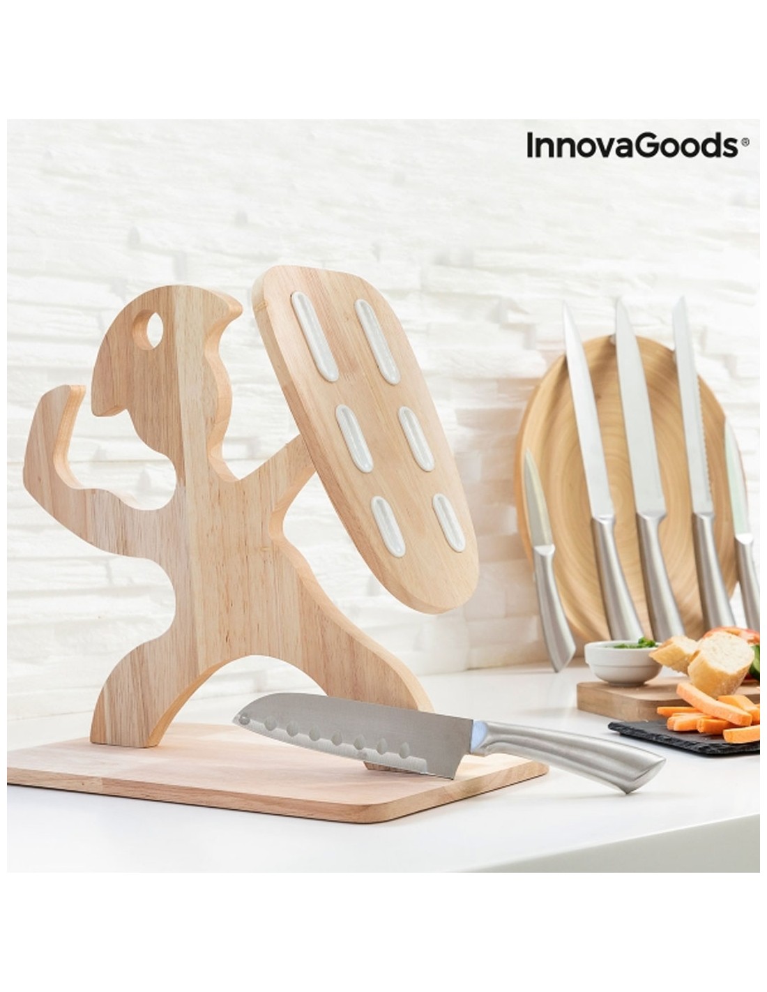 Set di Coltelli con Supporto in Legno Spartan InnovaGoods 7 Pezzi